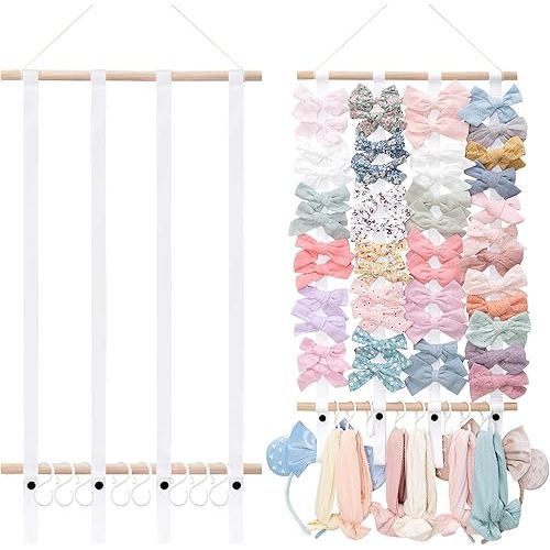 OAOLEER Hair Bow Holder Organizer for Girls,Hair Clips Headband Organizer Storage Wall Hanging Home Decor for Girls Room