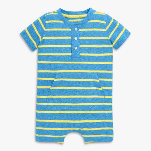 Baby heathered henley shortie in stripe | Primary.com