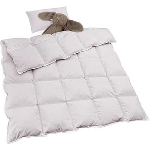 zzlamb Warm Baby Quilt Crib Comforter Small Duvet Insert, Toddler Down Comforter Kids Crib Blanket, Lightweight Soft Brushed Noiseless Shell Down Proof Machine Washable, Misty Grey 41x48in