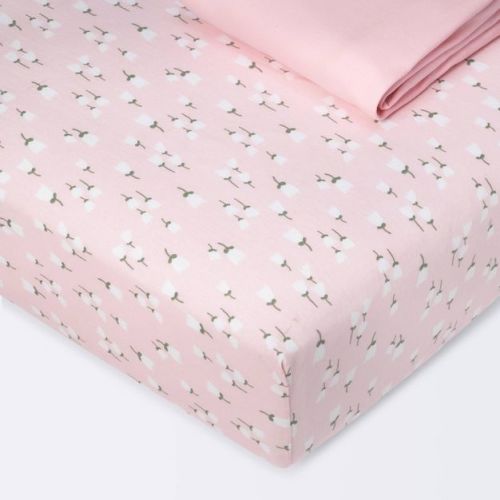 Fitted Jersey Crib Sheet - Cloud Island™ - Floral Buds/pink - 2pk
