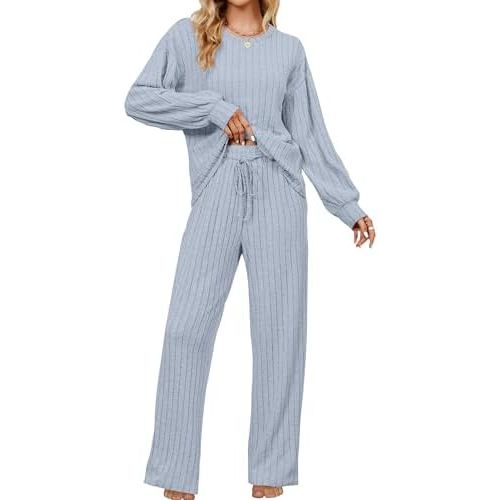 Blooming Jelly Womens Lounge Set Cute Long Sleeve Pajama Sets Casual 2 Piece Pj Outfit Fall Sleepwear Pockets