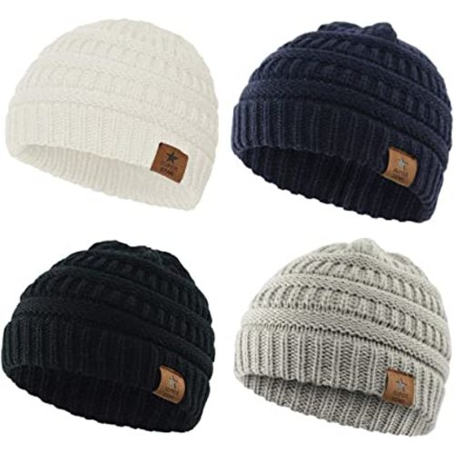 Durio Unisex Baby Beanie - Soft & Warm Knit Infant Winter Hat, Stretchy Cap Fit for Newborn to Toddler Girls Boys 6-36 Months