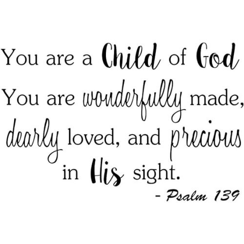 You are a Child of God You are Wonderfully Made 23 x 15 Vinyl Wall Quote Decal Sticker Church Religious Calligraphy Corinthians Nursery Art Decor Motivational Inspirational Decorative Lettering