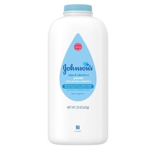 Johnson's Naturally Derived Cornstarch Baby Powder, Aloe & Vitamin E for Delicate Skin - 22oz