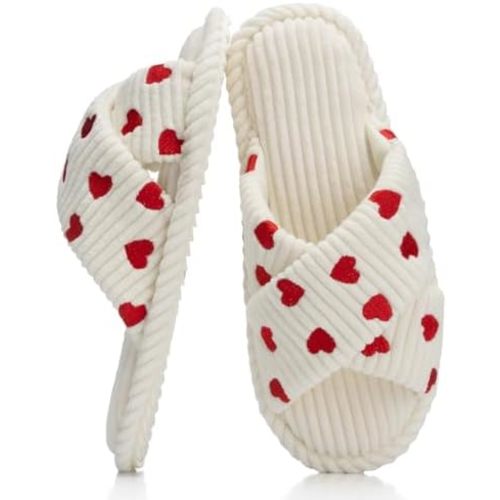 Slippers for Women Memory Foam House Bedroom Corduroy Crossbands Open Toe Slides Sandals Shoes Comfy Trendy Gift for womens Anti-Skid sole