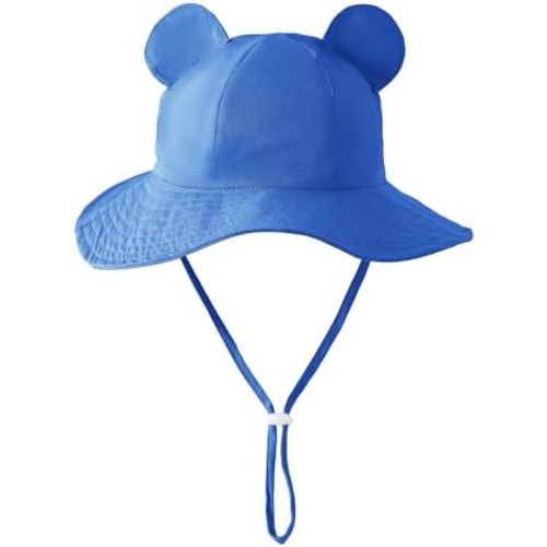 Jastore Baby Girl Boy Sun Hat with UPF 50+ Bear Ear Infants Boys Cap Outdoor Adjustable Beach Hat with Wide Brim Bucket Hats