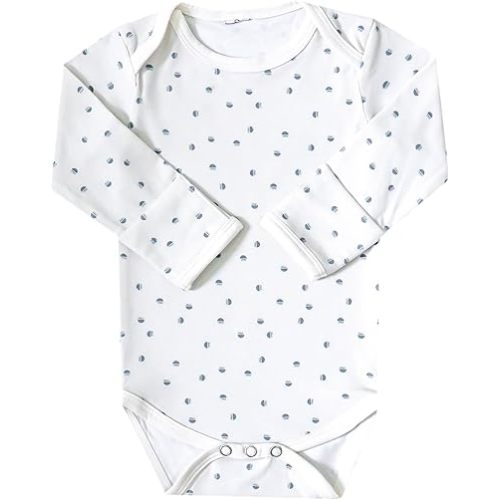 Copper Pearl Long Sleeve Bodysuit Baby: Ultra Soft Baby for Newborns, Boys, and Girls - Stylish, Comfortable, Overlap Shoulders, Premium Knit Fabric - 0-3 Months, Haze