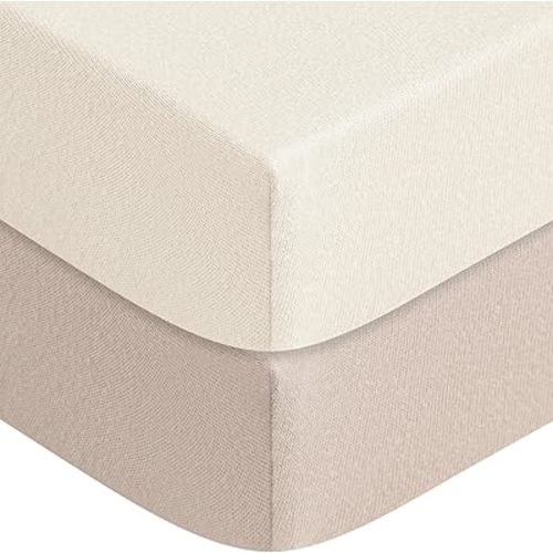 Crib Sheets 2Pack Stretchy Baby Crib Sheets Fitted for Standard Crib Mattress 52"x28" Super Soft Baby Bed Mattress Cover Neutral for Baby Boys Girls (Sand)