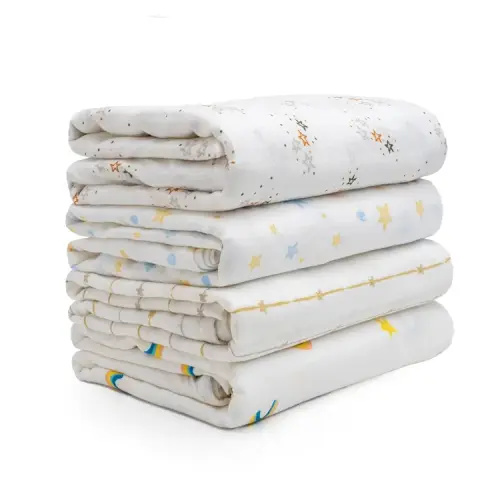 Salt Earth 100% Organic Cotton GOTS Certified 2-Layered Swaddle Baby Blanket, 4 Pack,47"x47" Receiving Blankets for Swaddling,Wrap for Boy & Girl, Newborn Baby Essentials, Registry (Star & Rainbow)