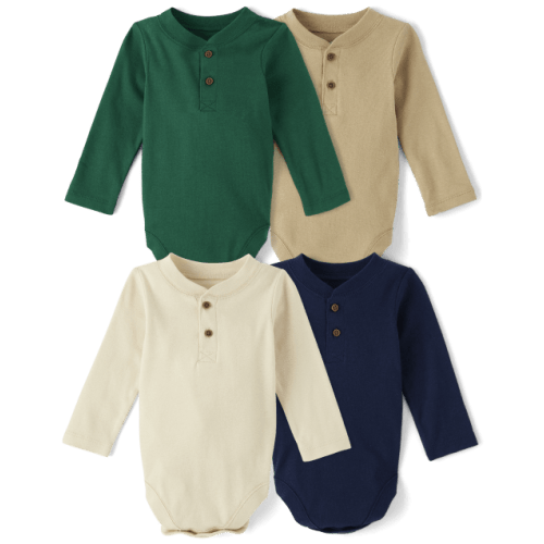 Baby Boys Henley Bodysuit 4-Pack - Multi