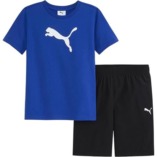 PUMA boys 2 Piece Set, Short Sleeve Cotton Jersey T-shirt & Matching Short - 24 months