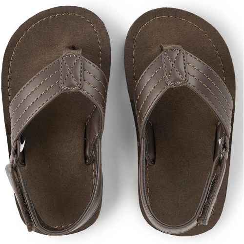 The Children's Place Baby Boys and Toddler Casual Flip Flops with Backstrap, Tan