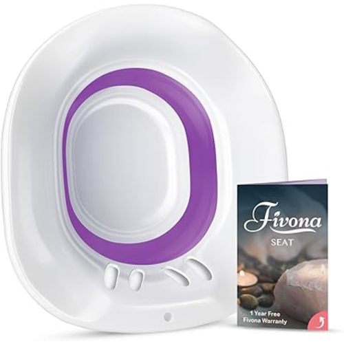Fivona Sitz Bath for Toilet Seat Postpartum and Hemorrhoids Care - Yoni Steam Seat - Foldable Basin for Epsom Salt Soak - Portable Bidet BPA Free Temperature Resistant - Universal Fit - Purple
