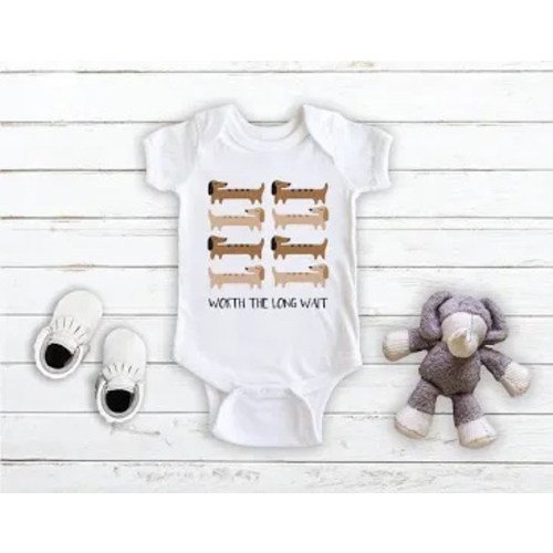 Worth The Long Wait - Dachshund Dog - Baby Bodysuit - Unisex Clothing - Baby Boy - Baby Girl - Pregnancy Reveal - Google Search