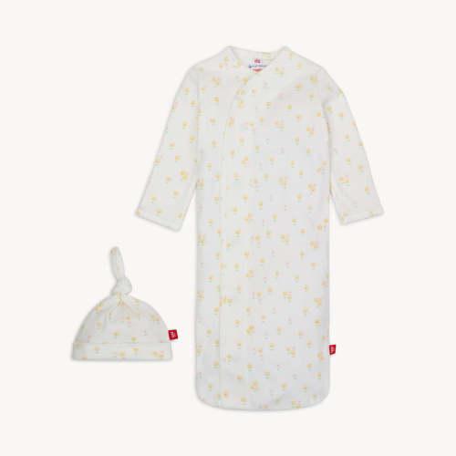 evangeline organic cotton magnetic cozy sleeper gown + hat set