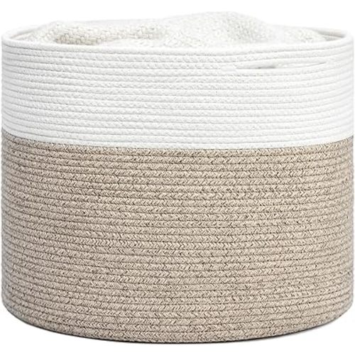 Goodpick Woven Rope Basket 15.8 x 13.8 inches, Toy Storage for Organizing, Blanket Storage Living Room, Cloth Basket Storage Bin for Playroom