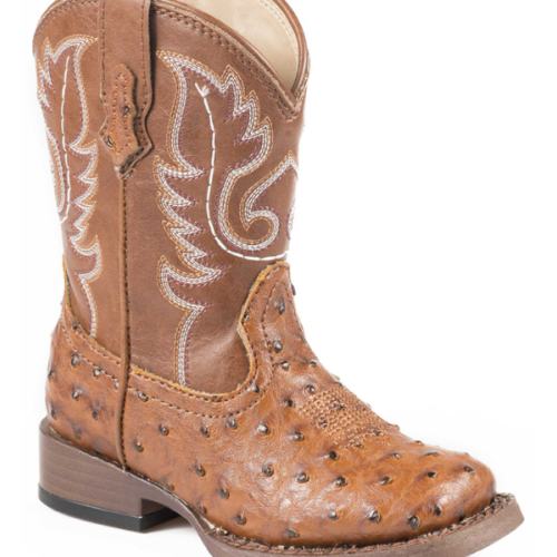Roper Toddler Boys' Ostrich Print Western Boots - Square Toe | Boot Barn