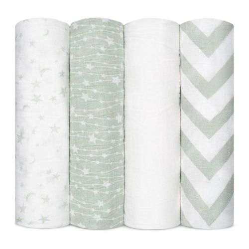Muslin Swaddle Blankets Neutral Receiving Blanket for Boys and Girls by Comfy Cubs (Green)