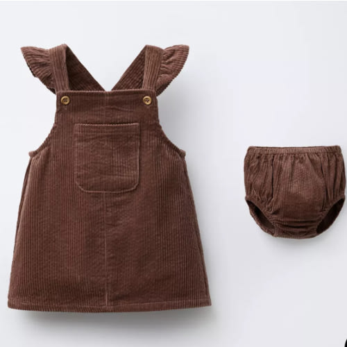 CORDUROY PINAFORE DRESS AND BLOOMERS - Dark pink | ZARA United States