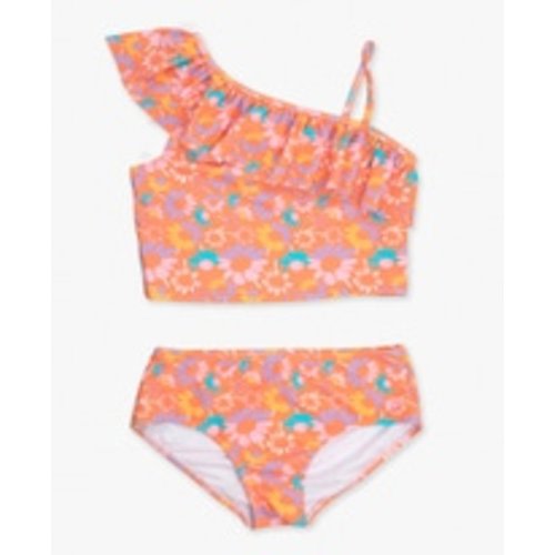 Skirted Flutter Long Sleeve Rash Guard Bikini Swimsuit