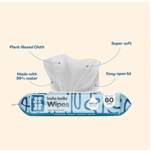 Hello Bello Extra Gentle Unscented Baby Wipes, Plant Based, Made with 99% Water and Aloe for Babies and Kids, 1080 Count