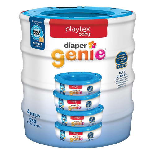 Playtex Diaper Genie, Easy Baby Disposal Pail Liners, 4 Pack Refill - 960 ct, Multicolor Unisex