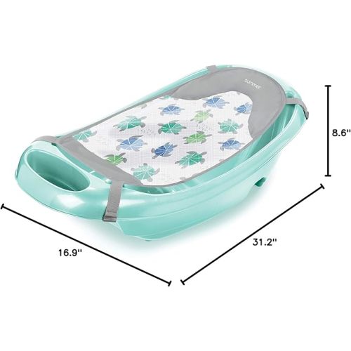 Summer Infant Splish 'n Splash 3-Stage Tub for Newborn to Toddler (Aqua) - Includes Fabric Sling, Cushioned Support, Parent Assist Tray, and Drain Plug