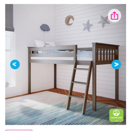 Twin Low Loft Bed – Max and Lily clay color