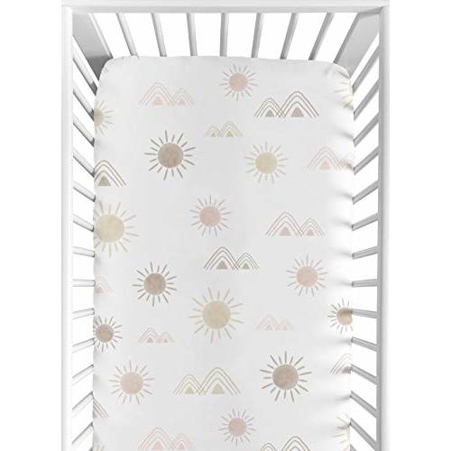 Sweet Jojo Designs Fitted Baby Crib Sheets (Boho Desert Sun) for Girls, Infant Nursery, Toddler Room - Standard Size (Bohemian, Watercolor Mountains, Southwest, Nature, Outdoors, Minimalist Geometric)