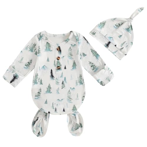 Newborn Infant Baby Boys Girls Knotted Gown with Hat Mallard Duck Hunter Sleeping Bag Swaddle Set Blanket