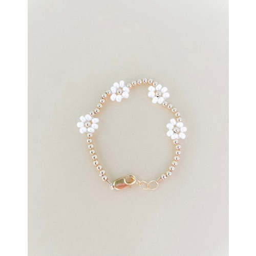 14K Gold Filled Beaded Flower Mommy & Baby Bracelet