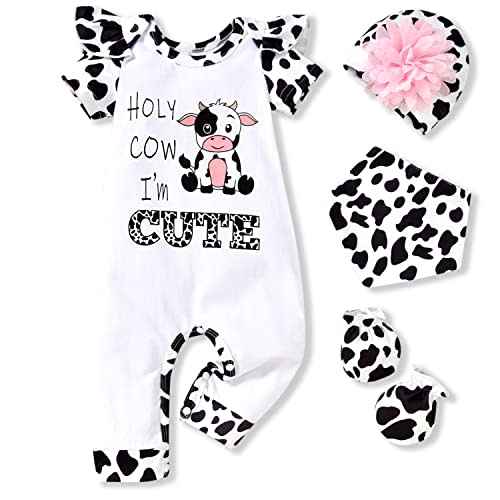 HINTINA Preemie Newborn Baby Girl Letter Print Romper Jumpsuit Gloves Headband Clothes Set