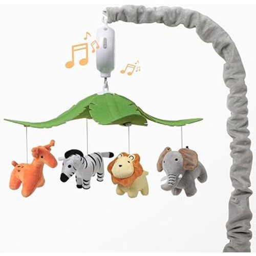 Baby Crib Mobile - Jungle Animal Mobile for Crib Nursery Musical Mobile Gender Neutral for Boys and Girls Mobile with 12 Lullabies Ceiling Mobile Presents for Newborn