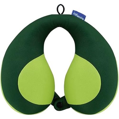 INFANZIA Kids Chin Supporting Travel Neck Pillow, Helps Support Head and Neck, Comfortably Designed for Head, Neck, and Chin Support - Gifts for Toddler/Child/Kids, Green