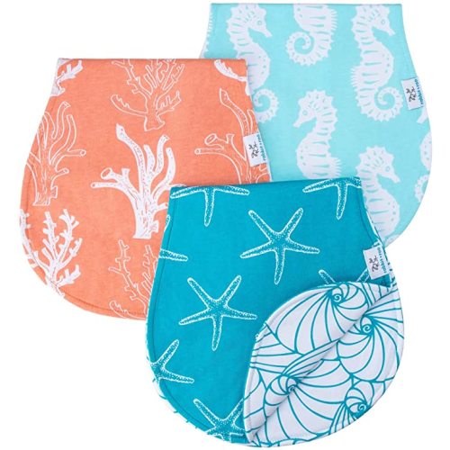 Rabbit and Roo Baby Burp Cloths for Boys and Girls | Ideal Baby Gift | Super Soft 100% Cotton Cloth | Large 20” by 10” Baby Burp Rags, Burp Cloths Unisex | 3 Pack of Burp Cloths (Under The Sea) - Under the Sea