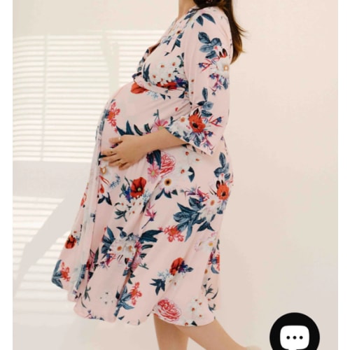 Lila Labor & Postpartum Gown in Blush Floral
