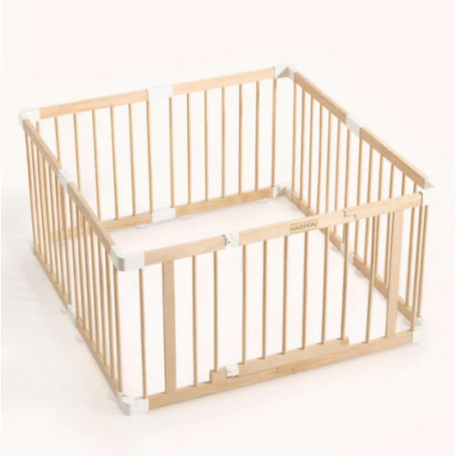 HARPPA Baby Gate Playpen, DIY Foldable Wooden Play Gate, Non-Toxic Foldable Wooden Play Yard for Babies & Toddlers, Adjustable DIY Baby Fence, Large & Small Safe Play Area, Easy-Assembly Natural Finish Indoor Playpen, DIY Playpen Foldable Wooden Playpen,