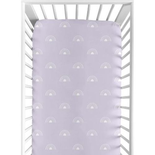 Sweet Jojo Designs Girl Baby Fitted Crib Sheet Boho Rainbow Lavender Purple And White