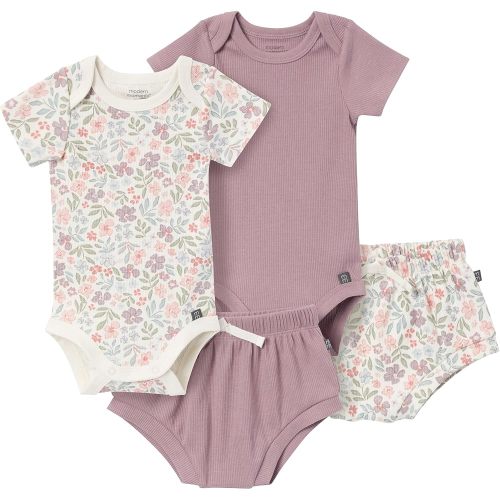Modern Moments by Gerber Unisex Baby 4-pack Short-sleeve Bodysuits & Shortie Set
