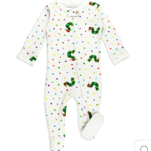 Organic 2-Way Zipper Footie in Caterpillar
