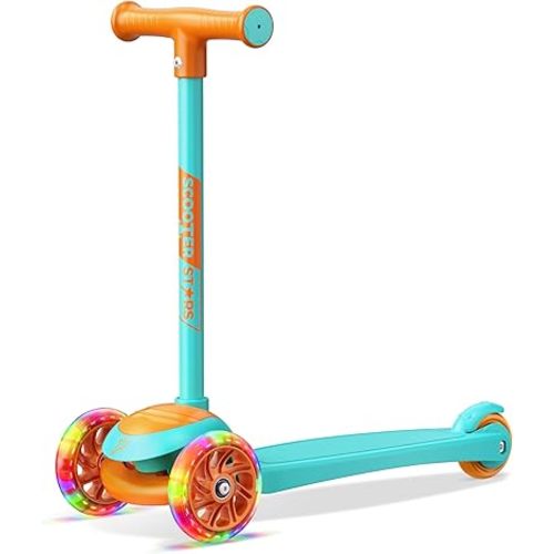 3 Wheel Scooter for Kids, Smooth Light Up LED Front Wheels, Wide Anti Slip Deck, Rear Foot Brake, Easy Lean to Steer Maneuvering, Indoor & Outdoor Ride On Toys for Ages 2 Up,