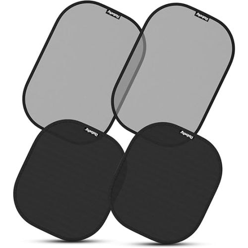 Roberly 4 Pack Car Window Shade for Baby, Side Window Sun Shade Sun Protection from UV and Sun Glare, 21" x 14" Transparent Side Shade and 17" x 15" Semi-Transparent Window Covers Car Accessories