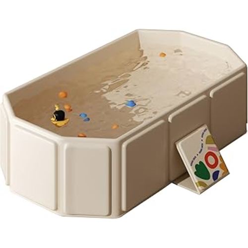 Baby Foldable Kids Bathtub for Infants to Toddler with Non-Slip Base,Easy Storage,Perfect for Small Spaces,White