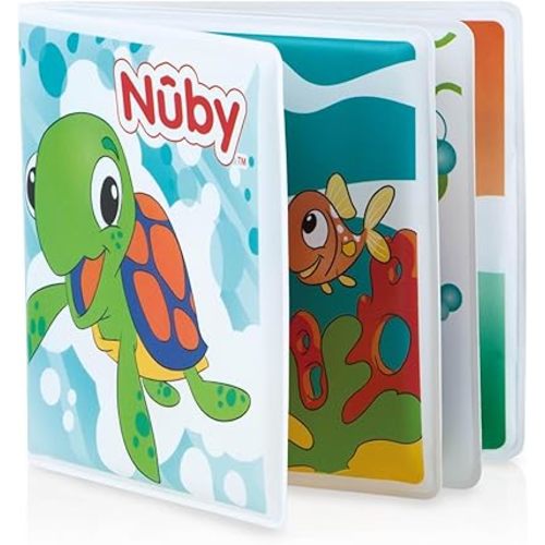 Nuby Bath Fun Time Book with Water-Proof Pages and Surprise Squeaker, Early Education, 0 M+