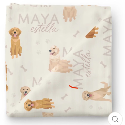 Personalized Baby Name Swaddle Blanket | Golden Retriever