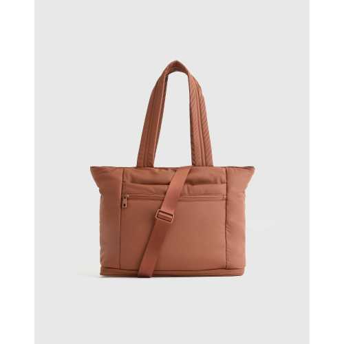 Water Repellent Puff Expandable Diaper Tote in Terracotta