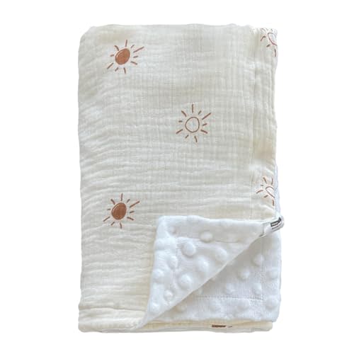 Soarwg Kids Baby Blanket Unisex Newborn, Super Soft Nursery Minky Blankets with Muslin Cotton for Boys Girls, Toddler Baby Nursery Bed Blanket Shower Gifts, 30 x 40 Inch