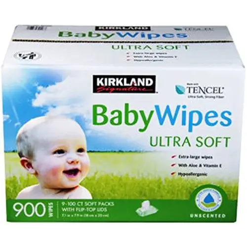 Kirkland Signature Baby Wipes 900Ct. Hypoallergenic, Chorine Free, Aloe & Vitamin-E