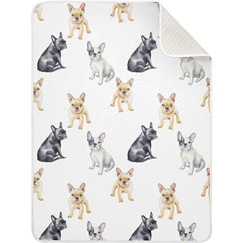 French Bulldog Dog Baby Blanket for Boys Girls Cotton Throw Blanket Swaddle Blanket for Crib Stroller Nursery Receiving Blanket Infant Toddler Unisex 30"x40"