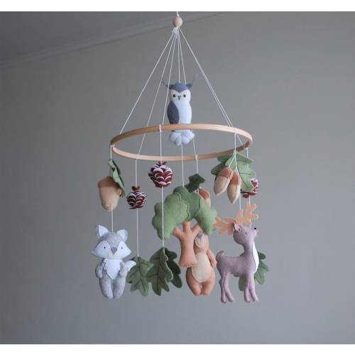 Felt Woodland Animals Baby Mobile: Forest Nursery Decor